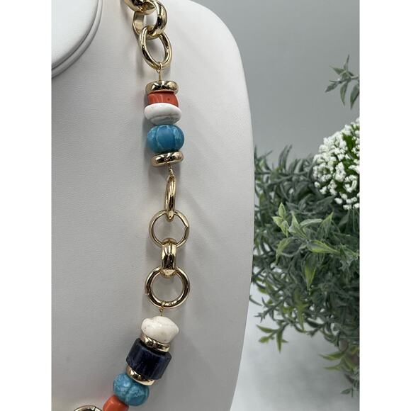 DANNIJO Multi Pearl Multi Color Beads Sodalite Quartz Gold Plated Chain Necklace - Picture 4 of 16